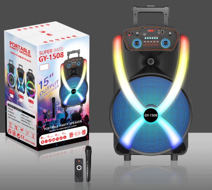 15-Inch Bass Speakers And Horn Tweeter Outdoor Bluetooth Wireless Speakers （JBL Style Speakers）With Two Microphones And Lights The Perfect Addition To Your Outdoor Celebrations